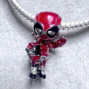 Deadpool Charm Bead Red Black Silver Marvel fits PANDORA